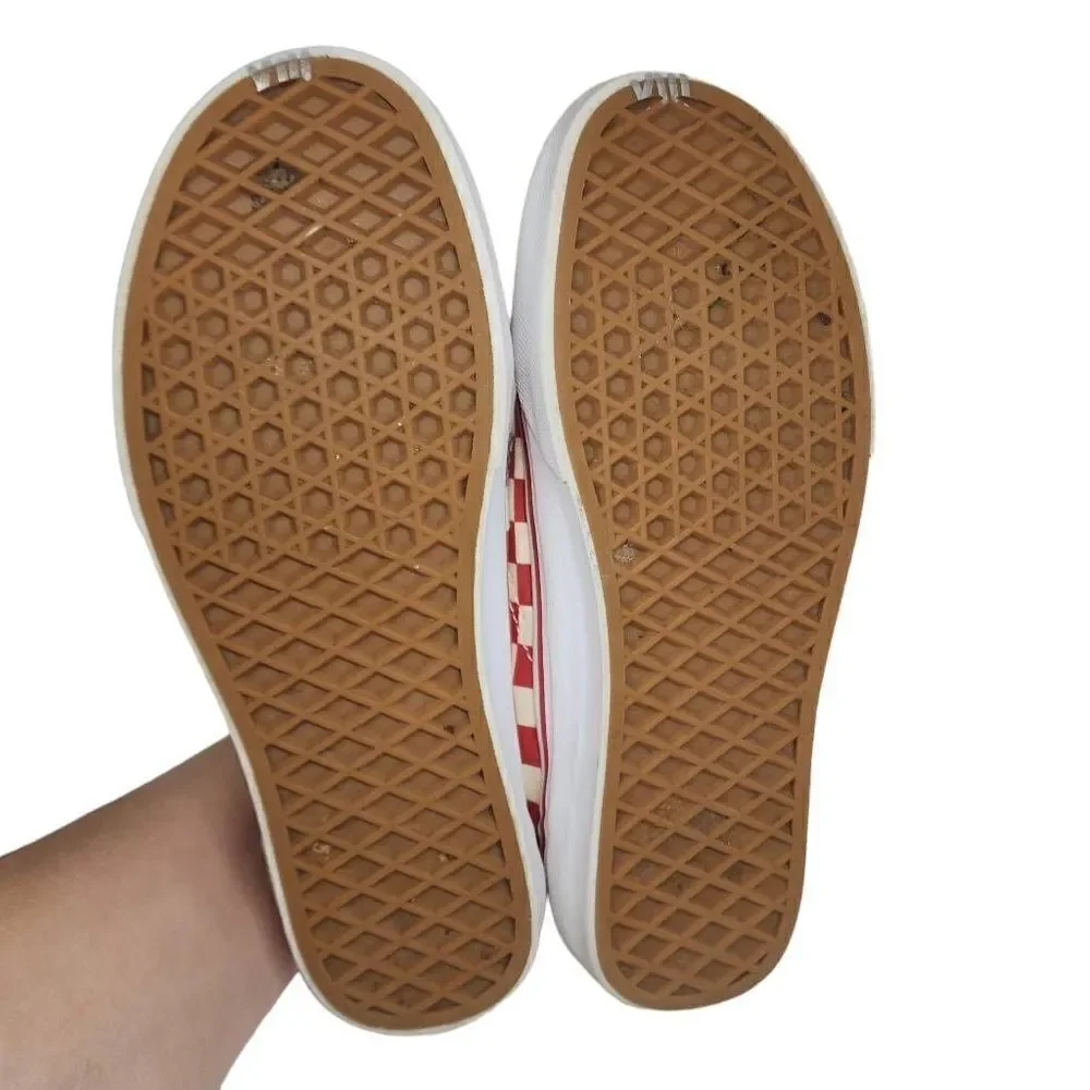 Vans Unisex Red Old Skool Checkerboard Suede‎ Low Top Skate Sneakers M5.5/W7